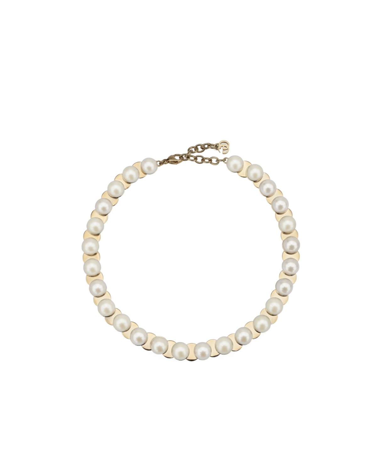 Gucci Pearl Collar Necklace In Light Gold