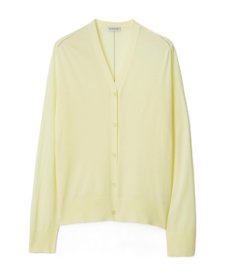 Burberry Button-up Wool Cardigan In Yellow