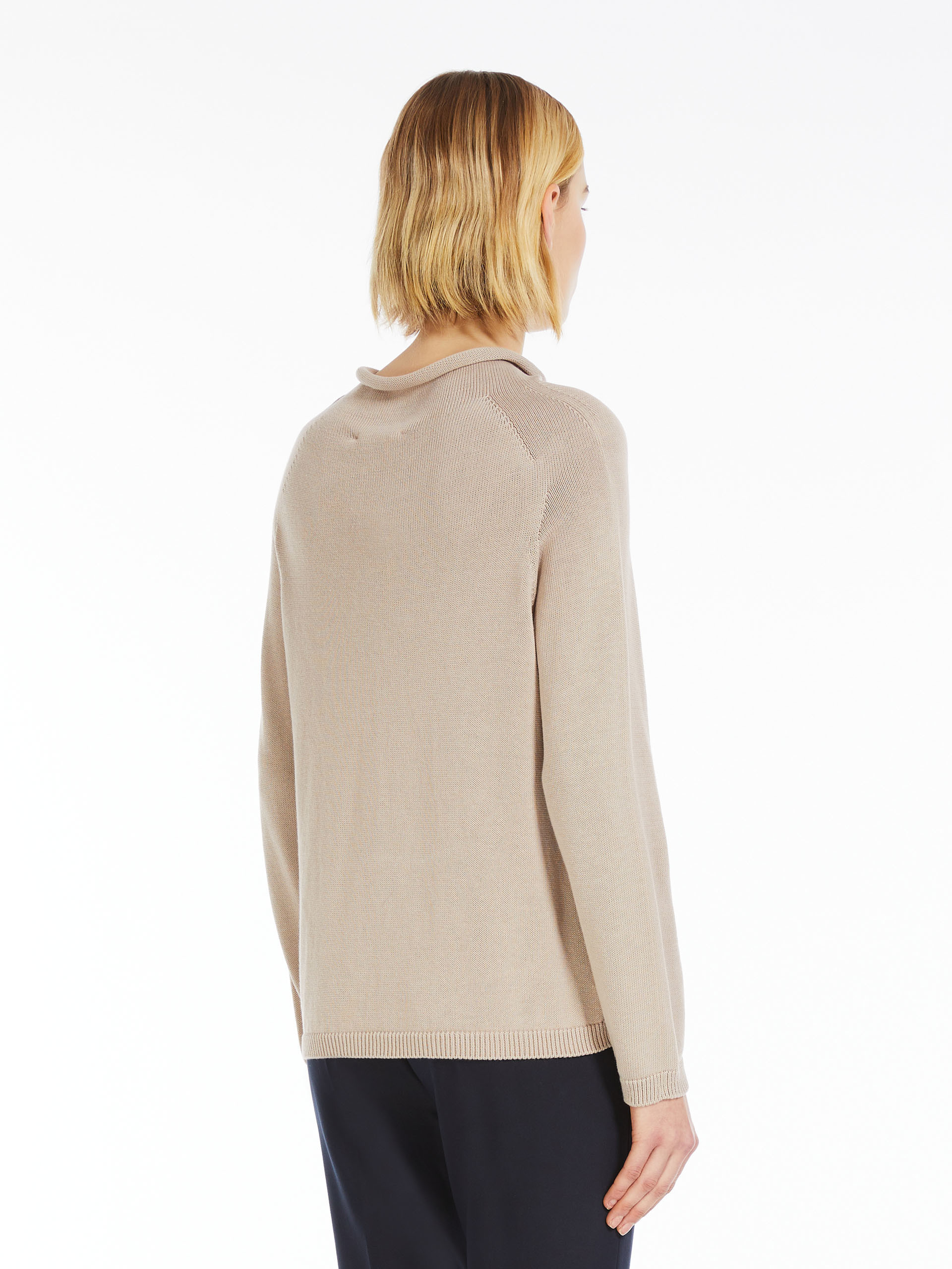 Max Mara High Round Neck Sweater In Nude