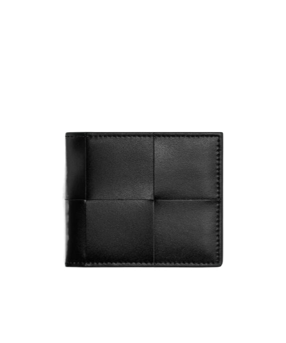 Shop Bottega Veneta Cassette Bi-fold Wallet With Coin Purse In Black/parakeet
