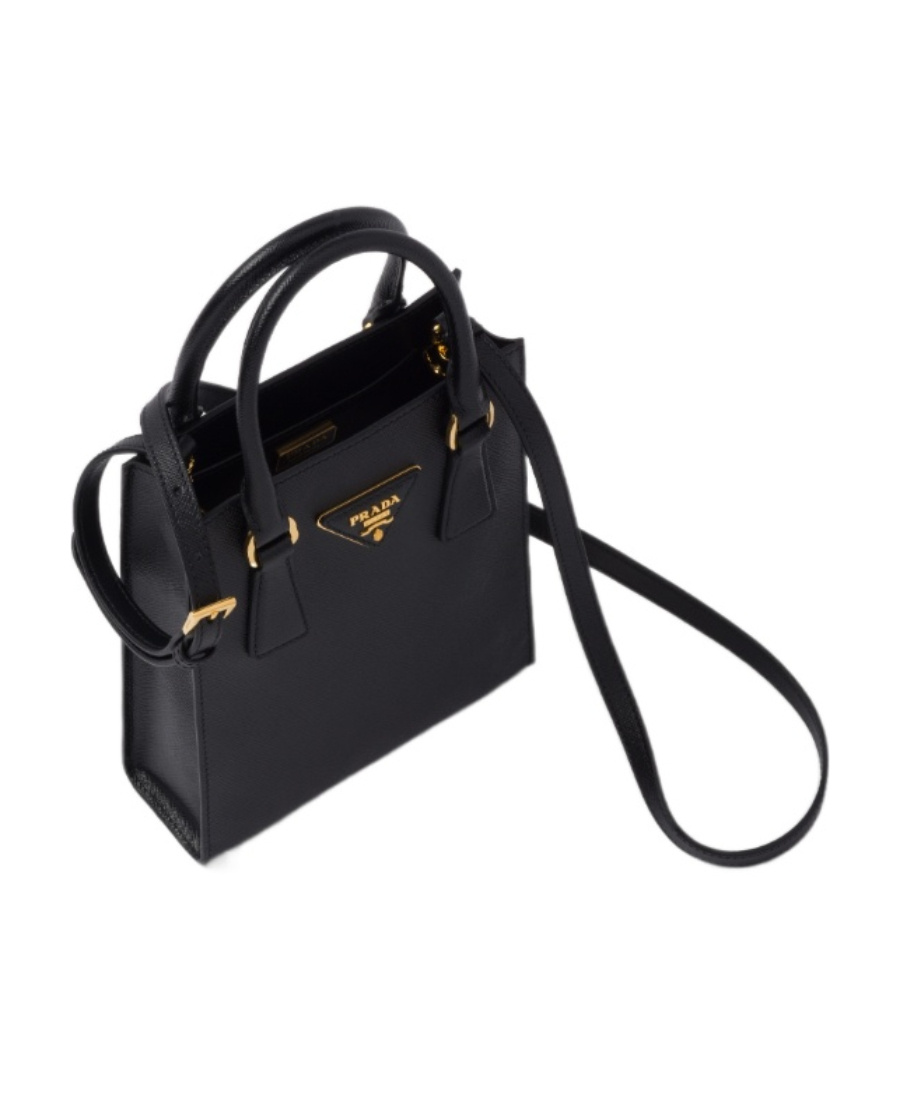 Shop Prada Saffiano Leather Handbag In Black