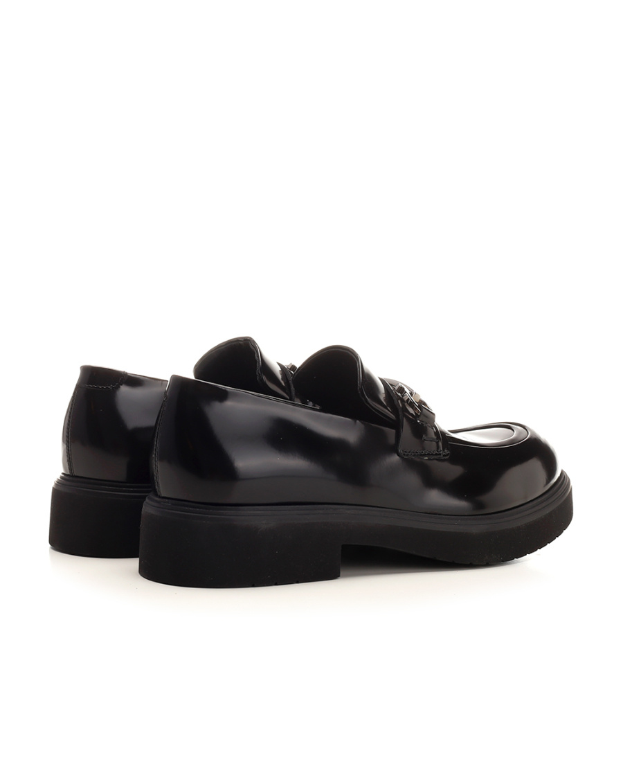 Ferragamo Salvatore  Gancini Plaque Loafers In Black