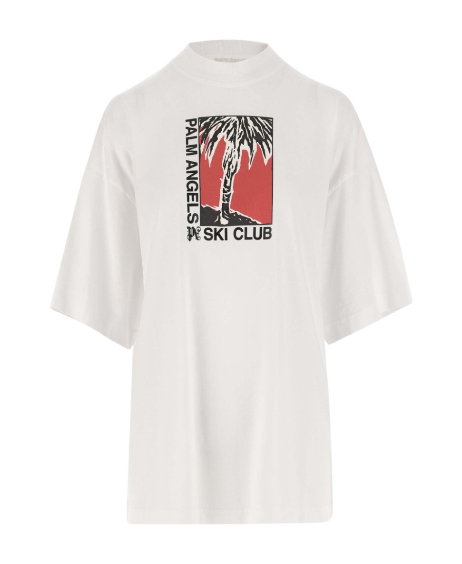 Palm Angels Ski Club Graphic Print Crew Neck T-shirt In White