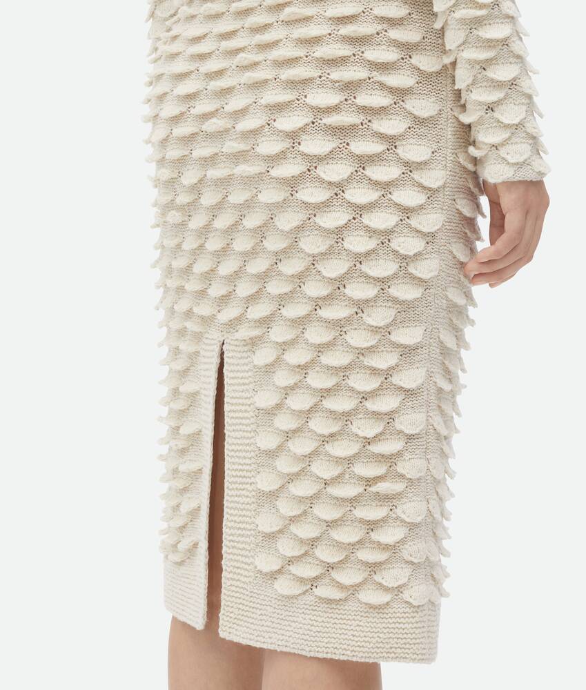 Shop Bottega Veneta Fish Scale Wool Medium Length Skirt In Nude