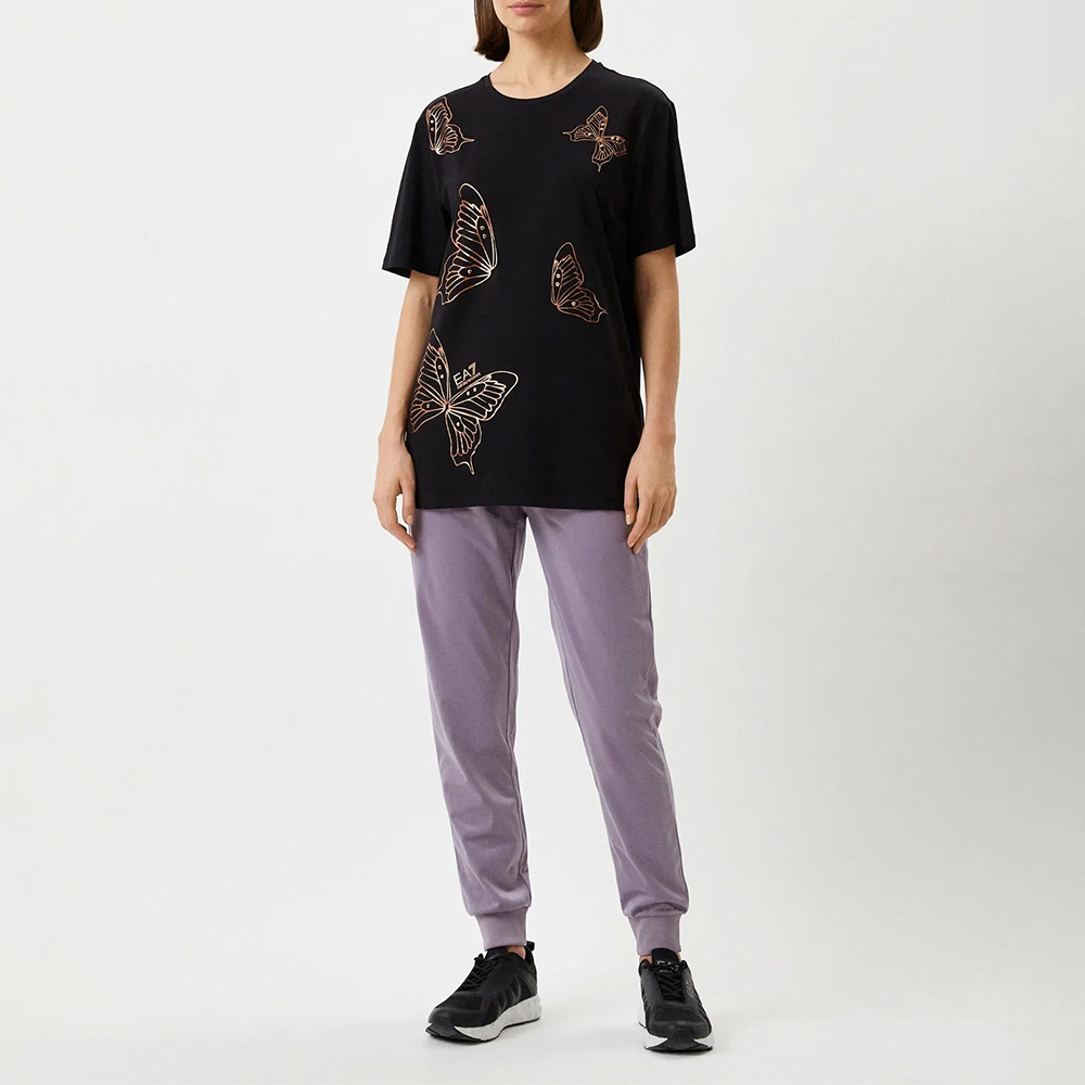 Ea7 T-shirt With Round Neck And Short Sleeves In Black