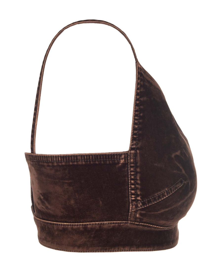 Loewe Velvet Denim Strappy Top In Brown