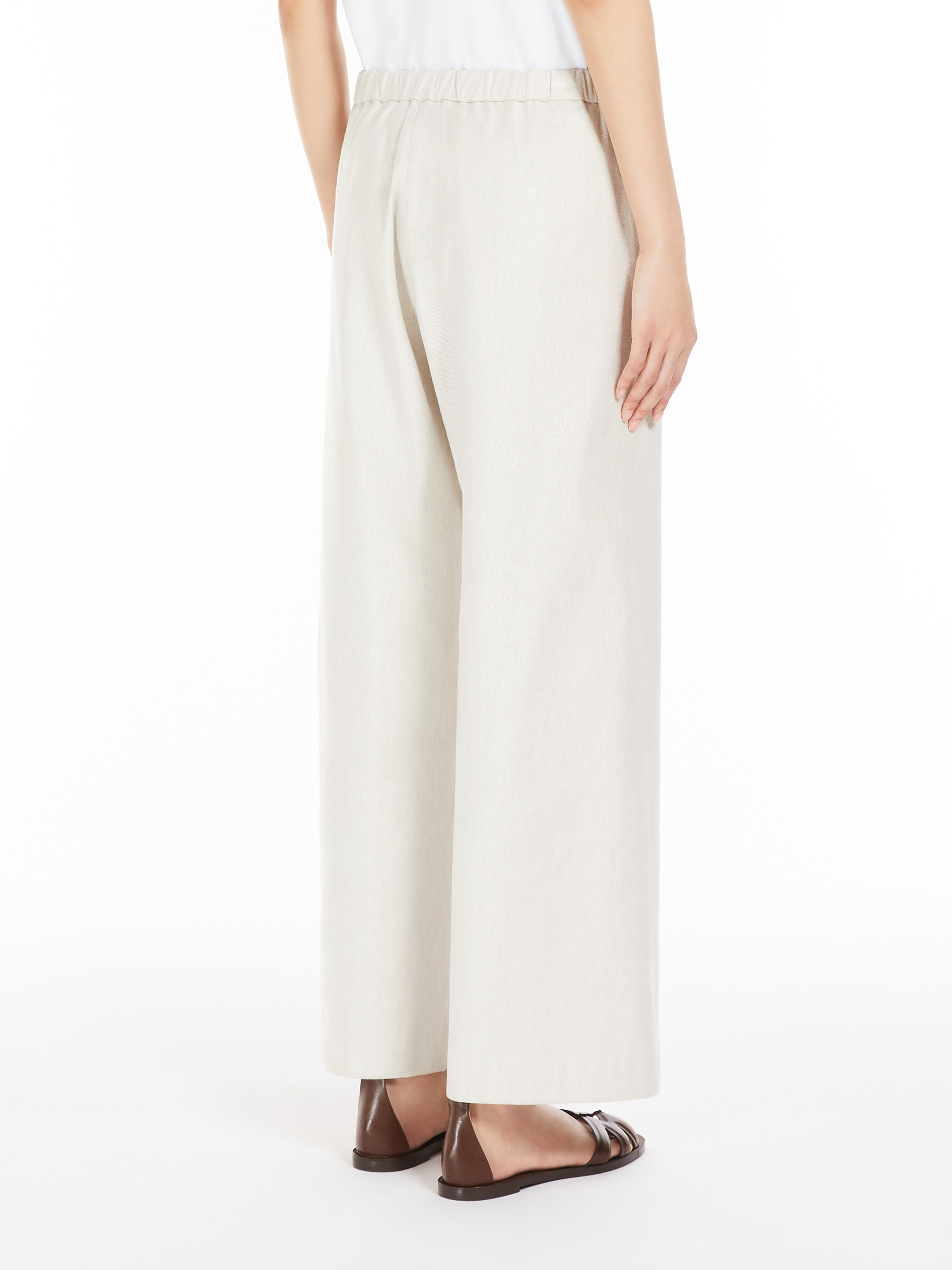 Shop Max Mara Linen Drawstring Trousers In White