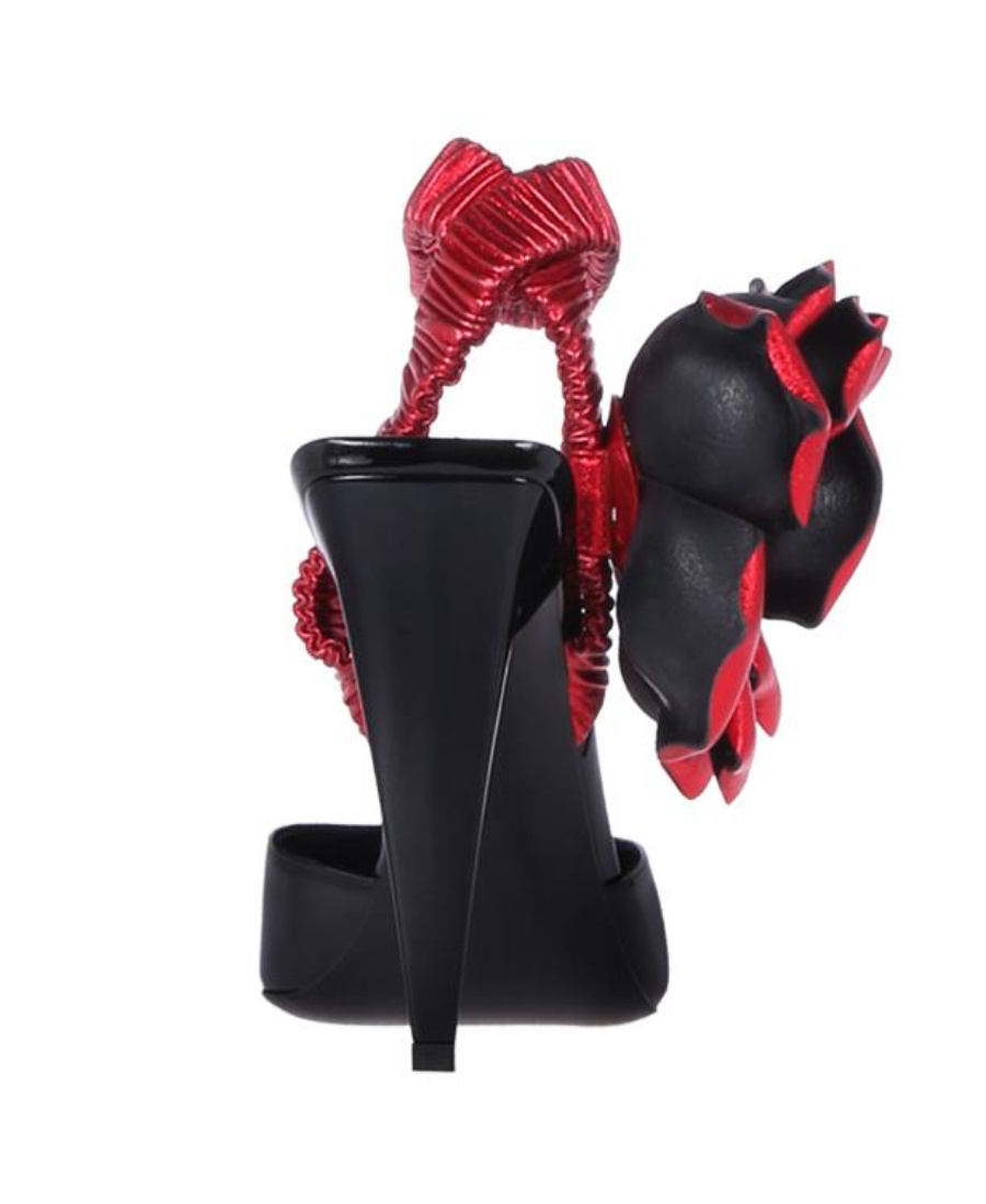 Saint Laurent Freja Flower High Heels In Red