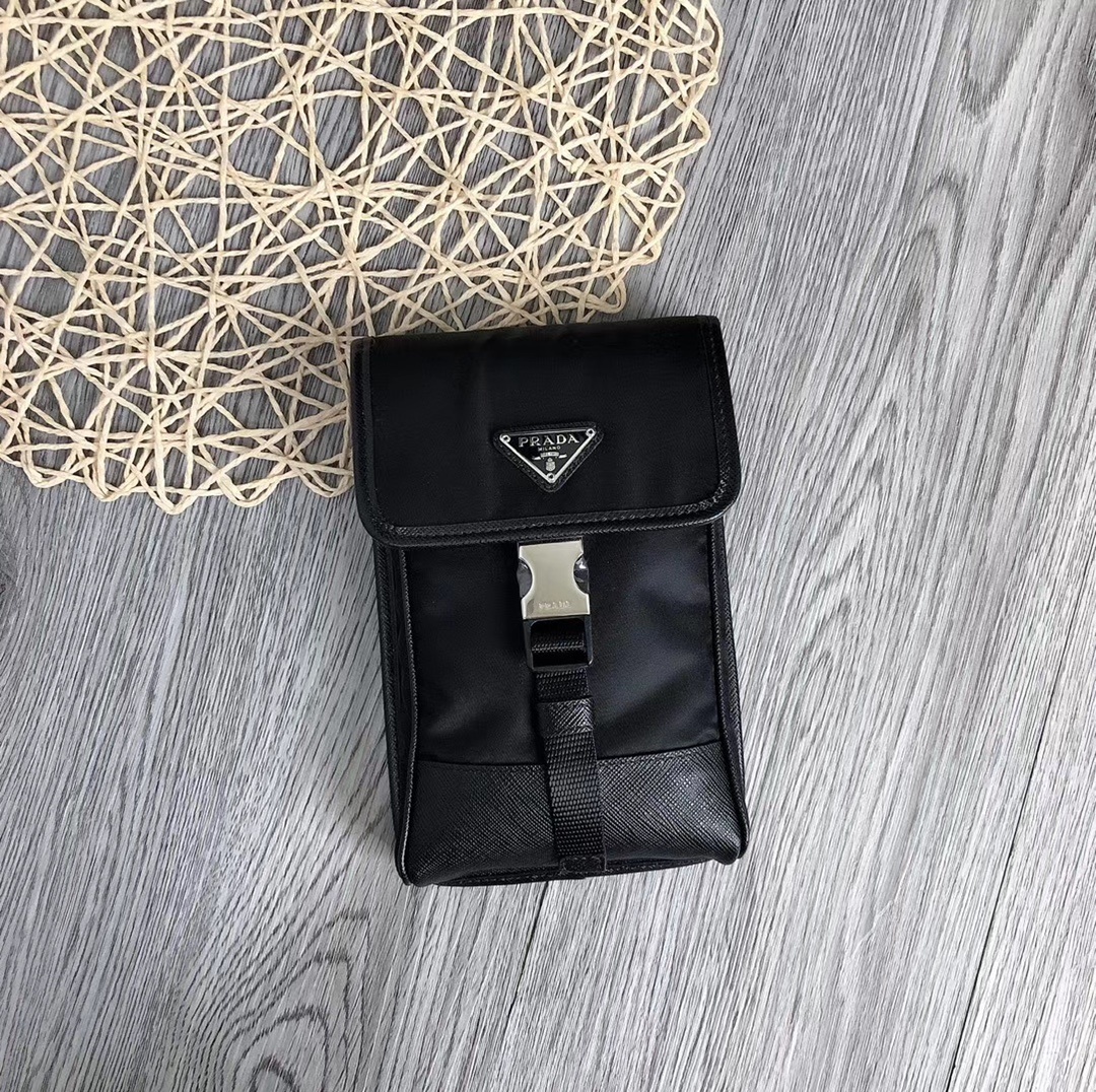 Prada Nylon And Saffiano Leather Smartphone Case In Black