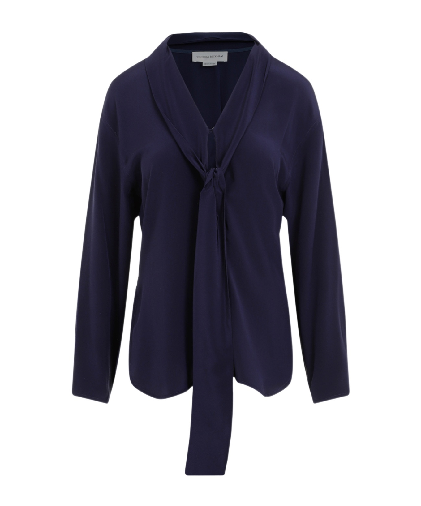 Victoria Beckham Silk Shirt With Tie Detail In Black