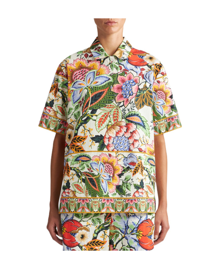 Shop Etro Floral-print Cotton Shirt In Multicolor