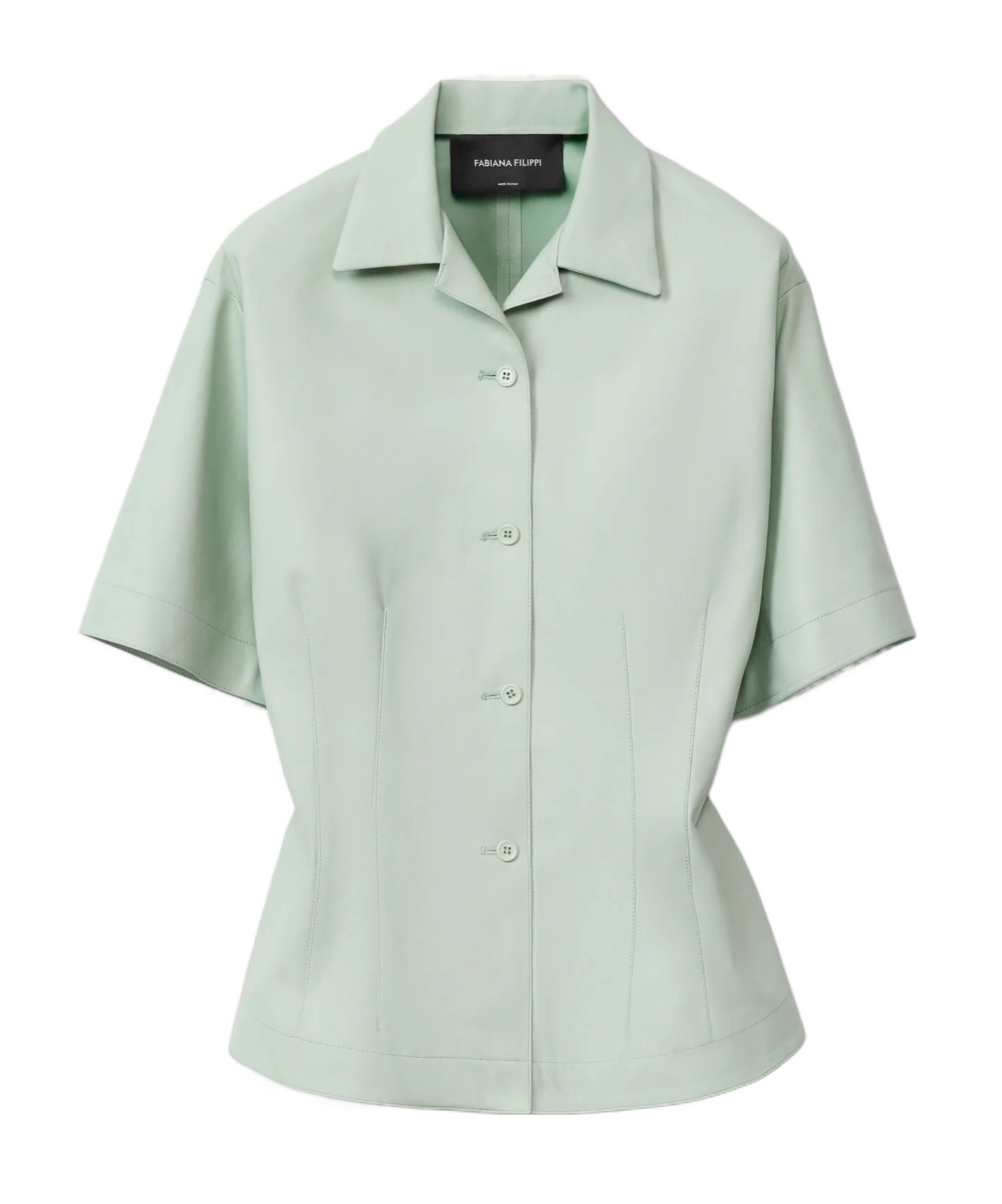 Fabiana Filippi Short-sleeved Leather Jacket In Green