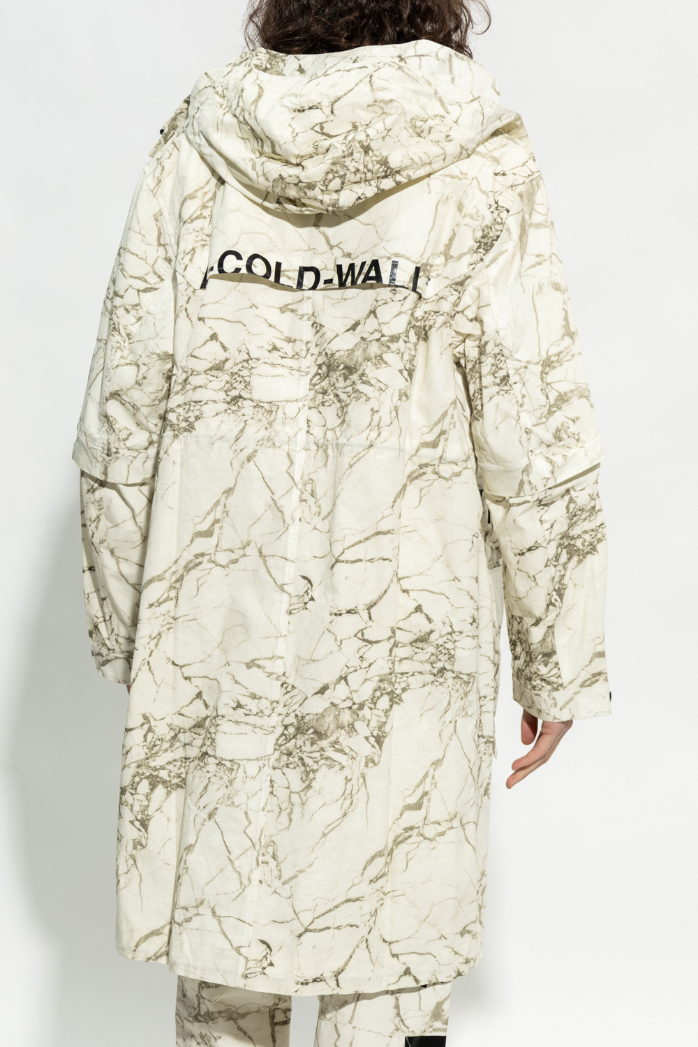 A-cold-wall* Marbled-print Hooded Parka Coat In White