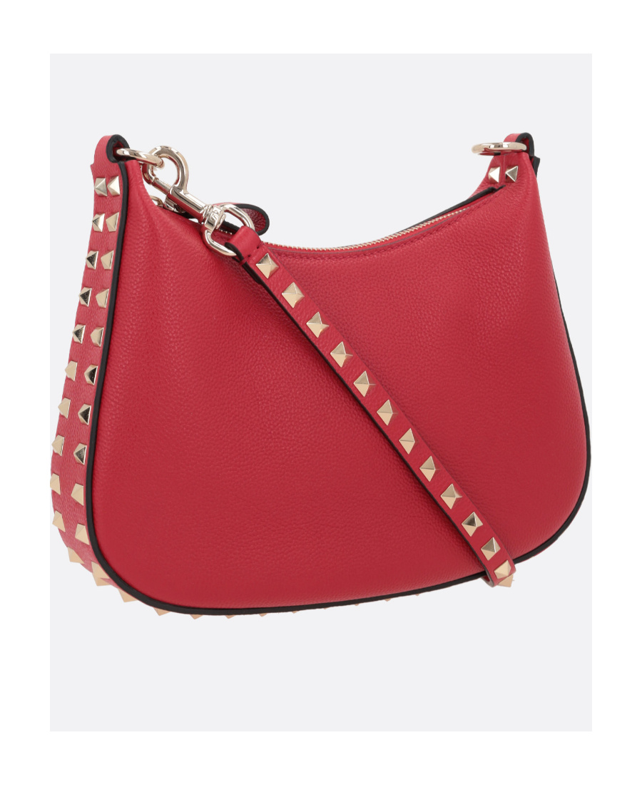 Valentino Small Rockstud Leather Shoulder Bag In Red