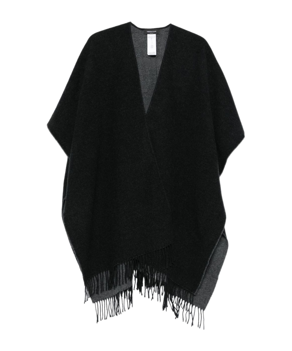 Fabiana Filippi Fringed V-neck Poncho In Black