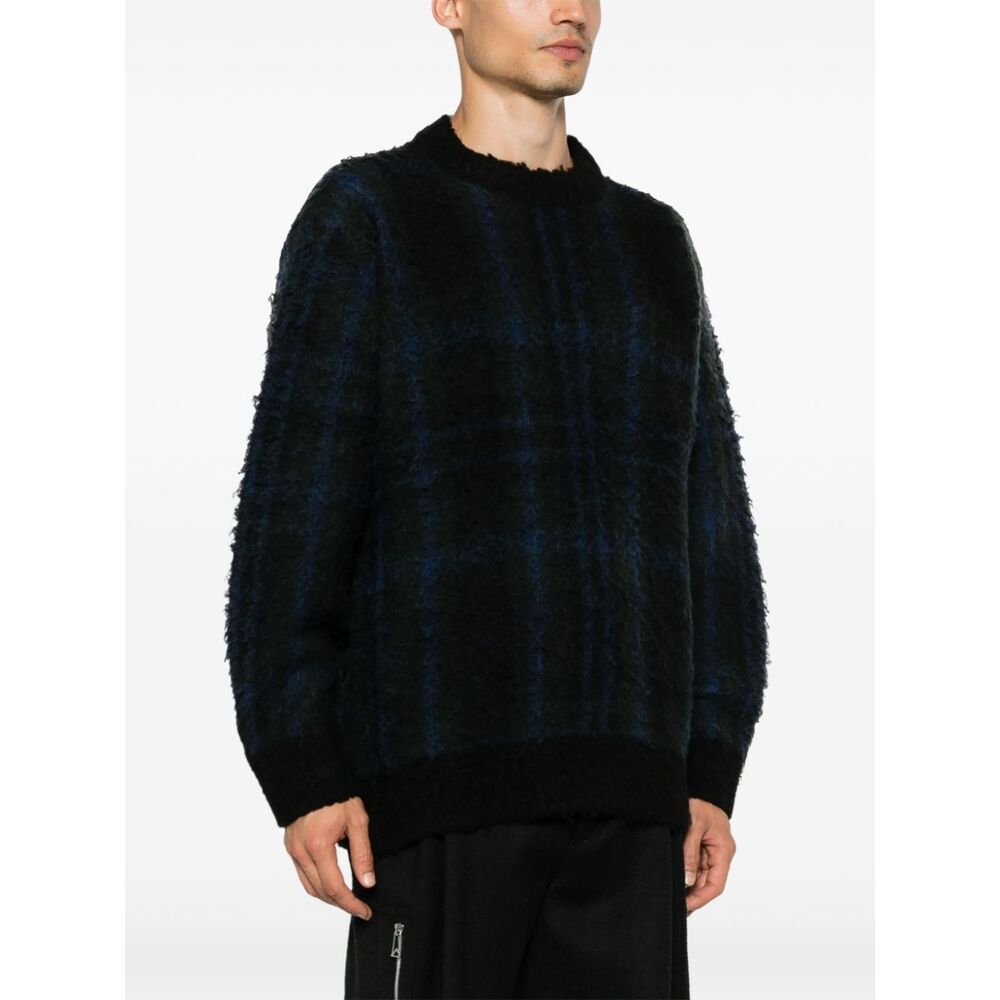 Sacai Check-pattern Sweater In Black