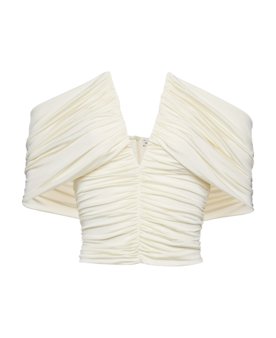 Magda Butrym Ruched Off-the-shoulder Top In White