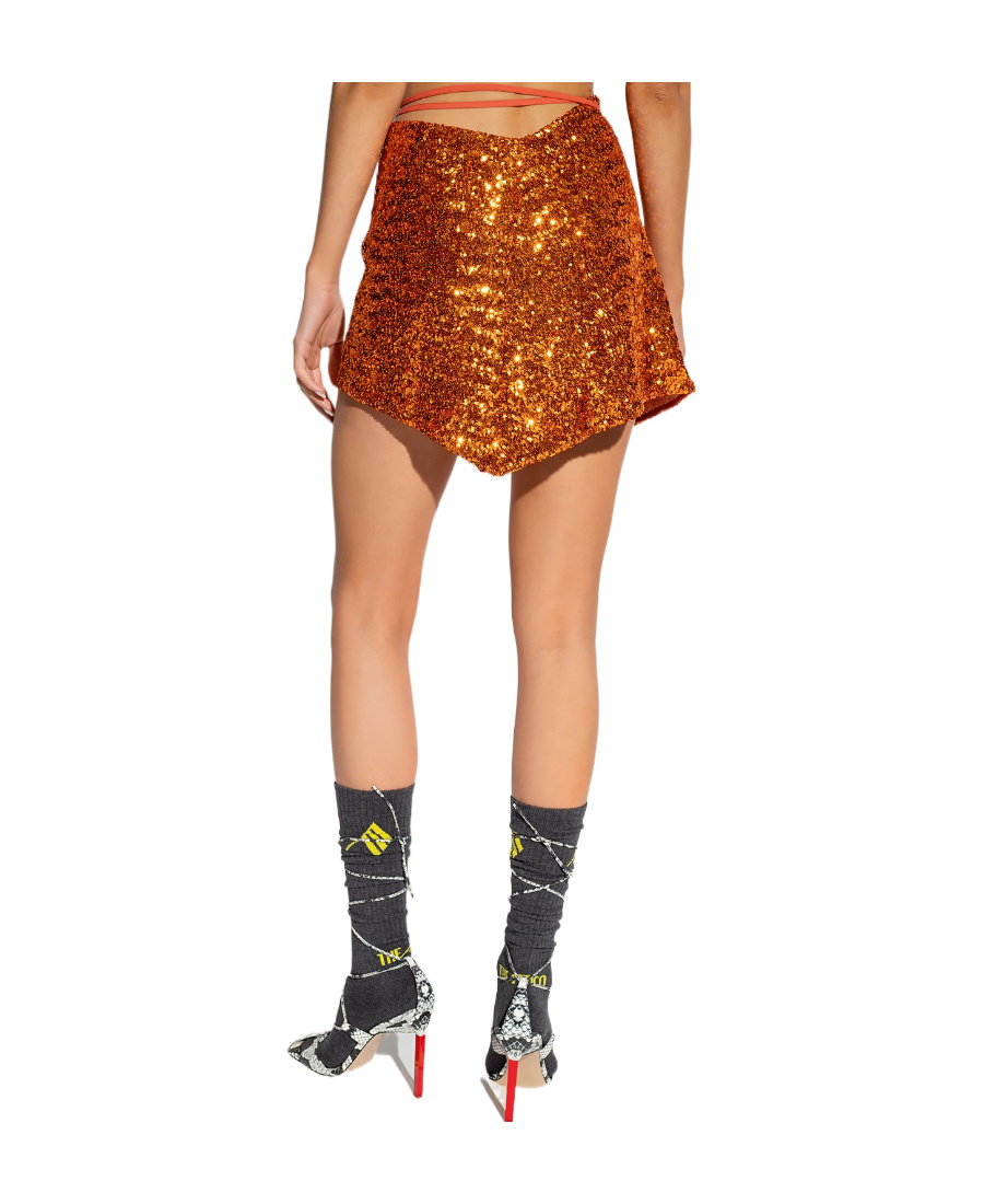 Attico Sequin-detail Pencil Skirt In Brown