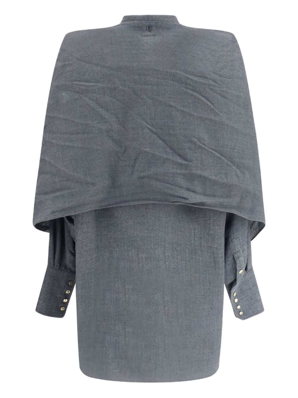Darkpark Draped Wool Shirt With Textured Fabric In Gray