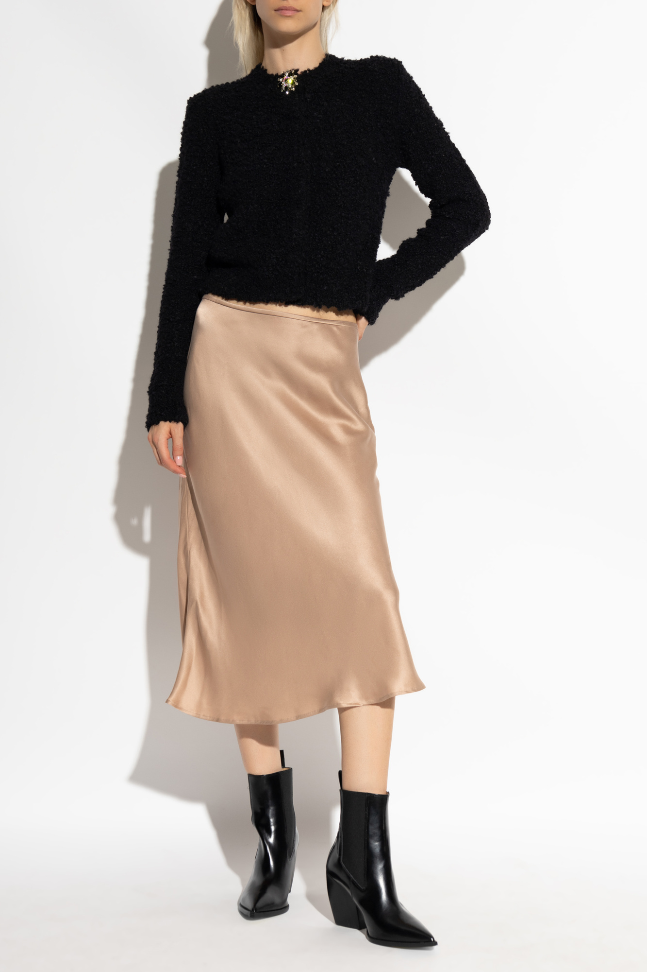 Blumarine Bias-cut Silk Shirt In Nude
