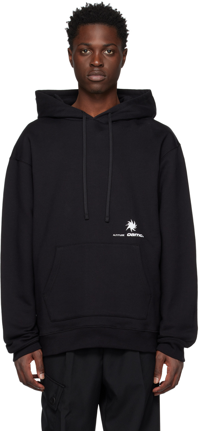 Oamc Logo-print Drawstring Hoodie In Black