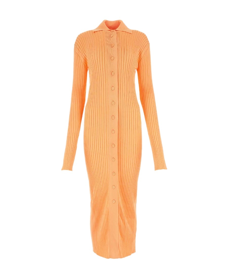 Jil Sander Abito Chemisier In Viscosa Arancione Pastello Donna In Orange