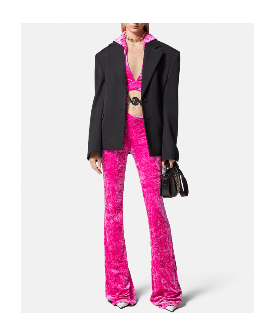 Versace Texturized Velvet Medusa Biggie Sweatshirt In Pink