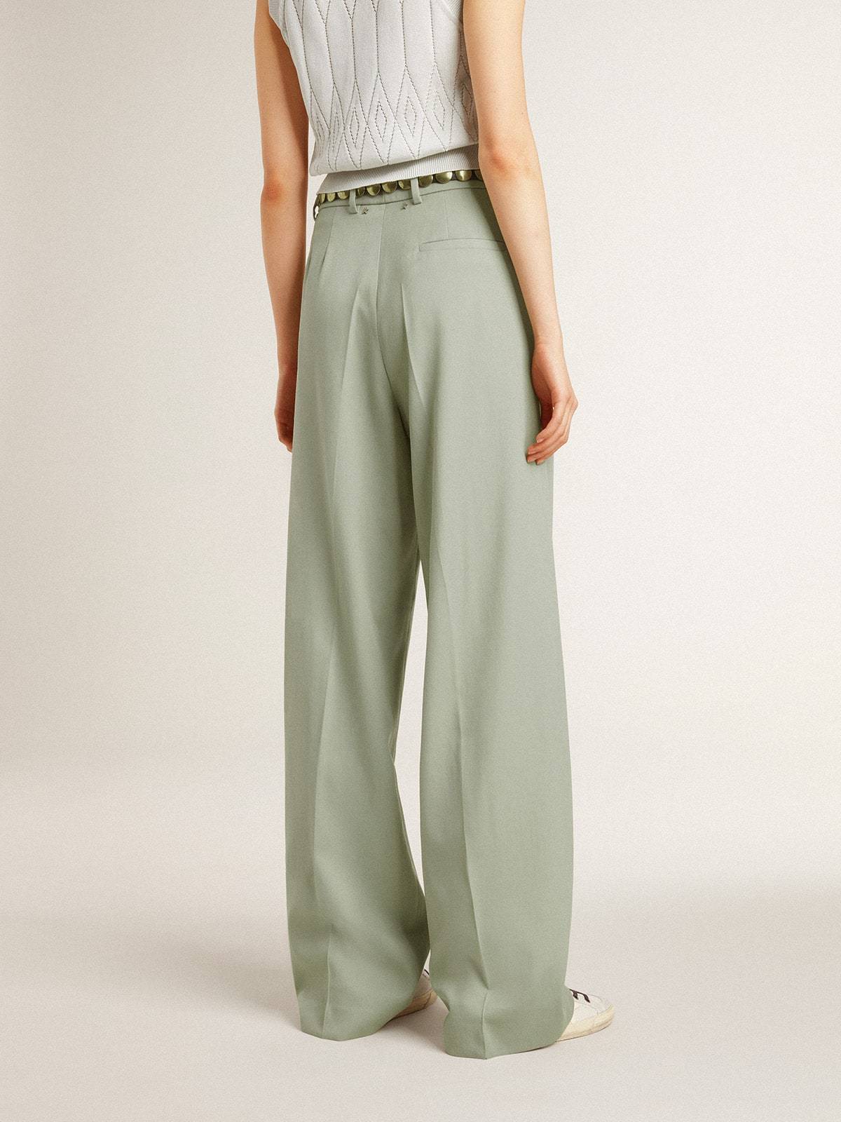 Golden Goose Sage Green Relaxed Fit Trousers With Functional Pockets In Green