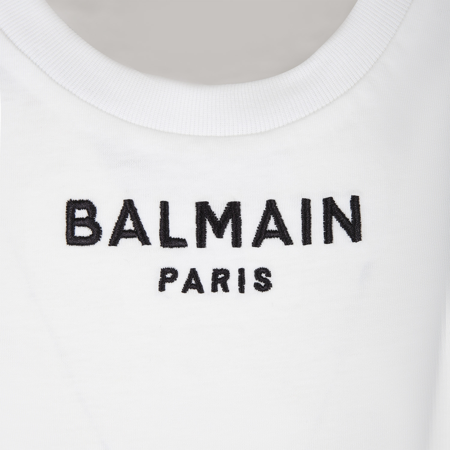 Balmain Logo-embroidered Cropped T-shirt In White