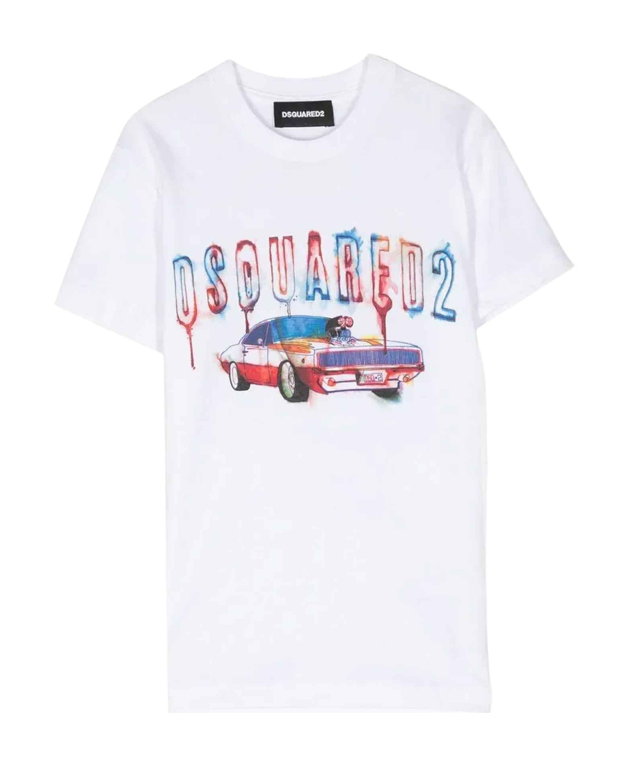 Dsquared2 T-shirt With Round Neck And Short Sleeves In White