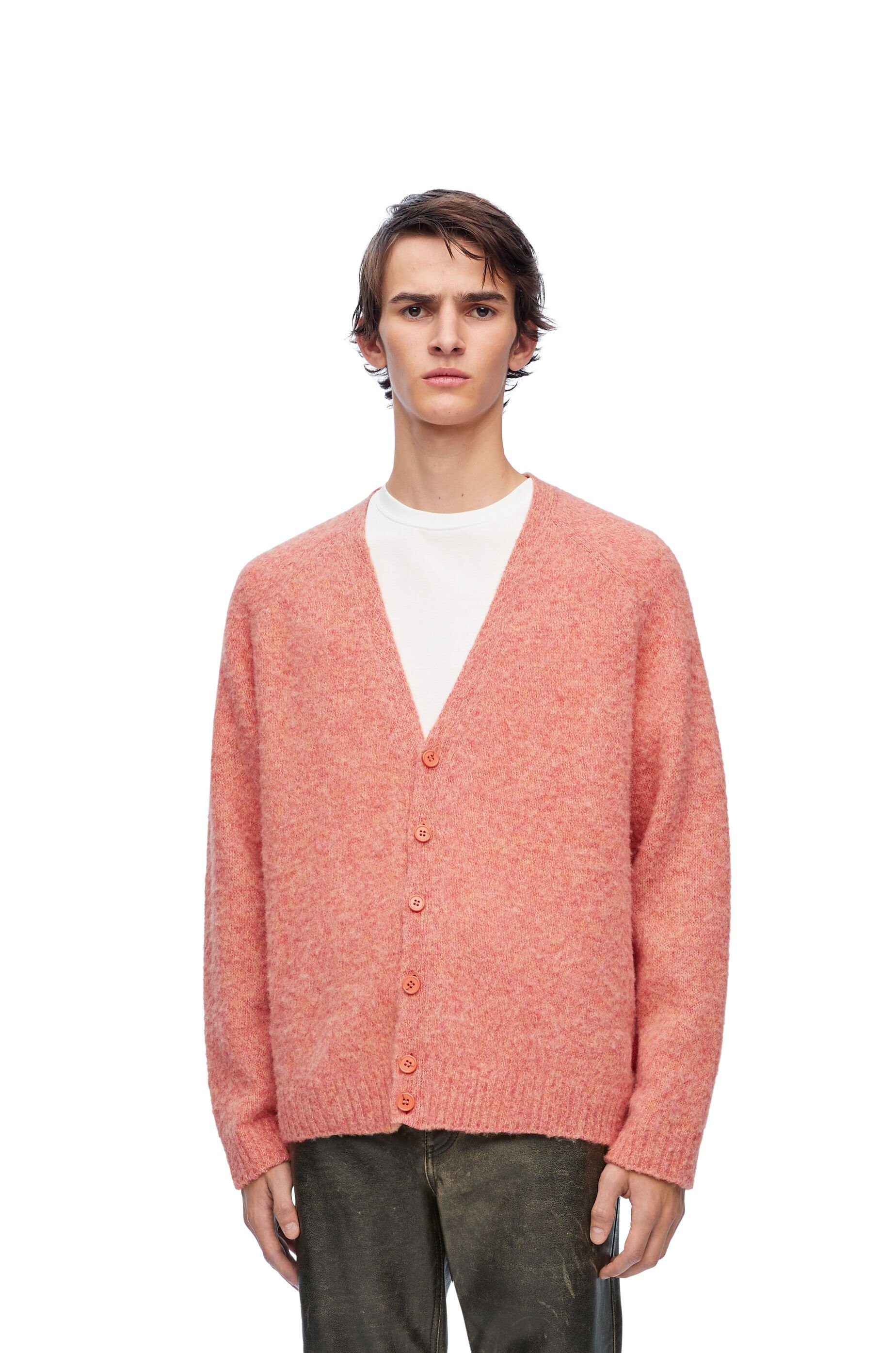 Loewe Two-tone Wool Cardigan In Pink