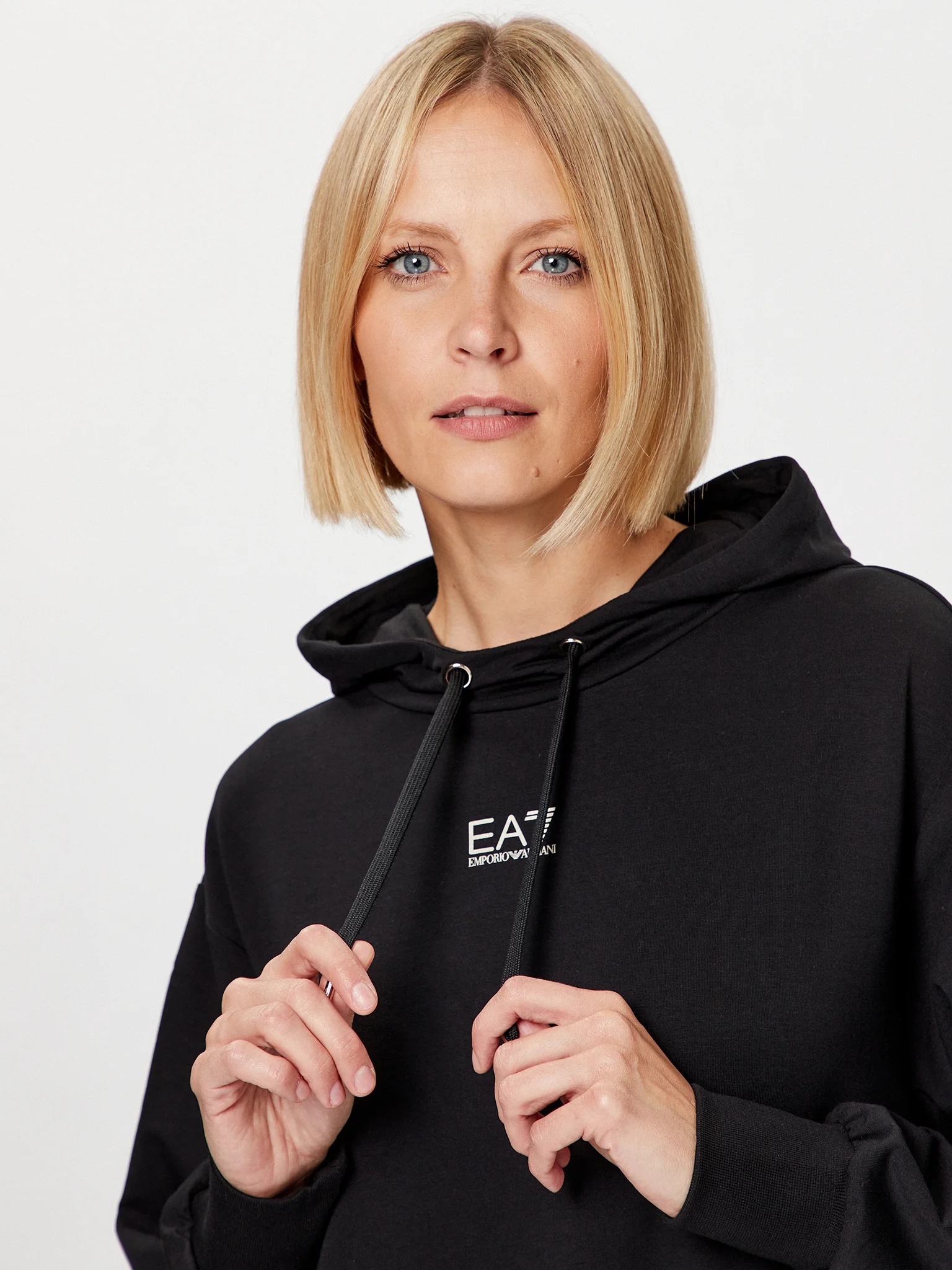EA7 LOGO-PRINT LONG-SLEEVE HOODIE 