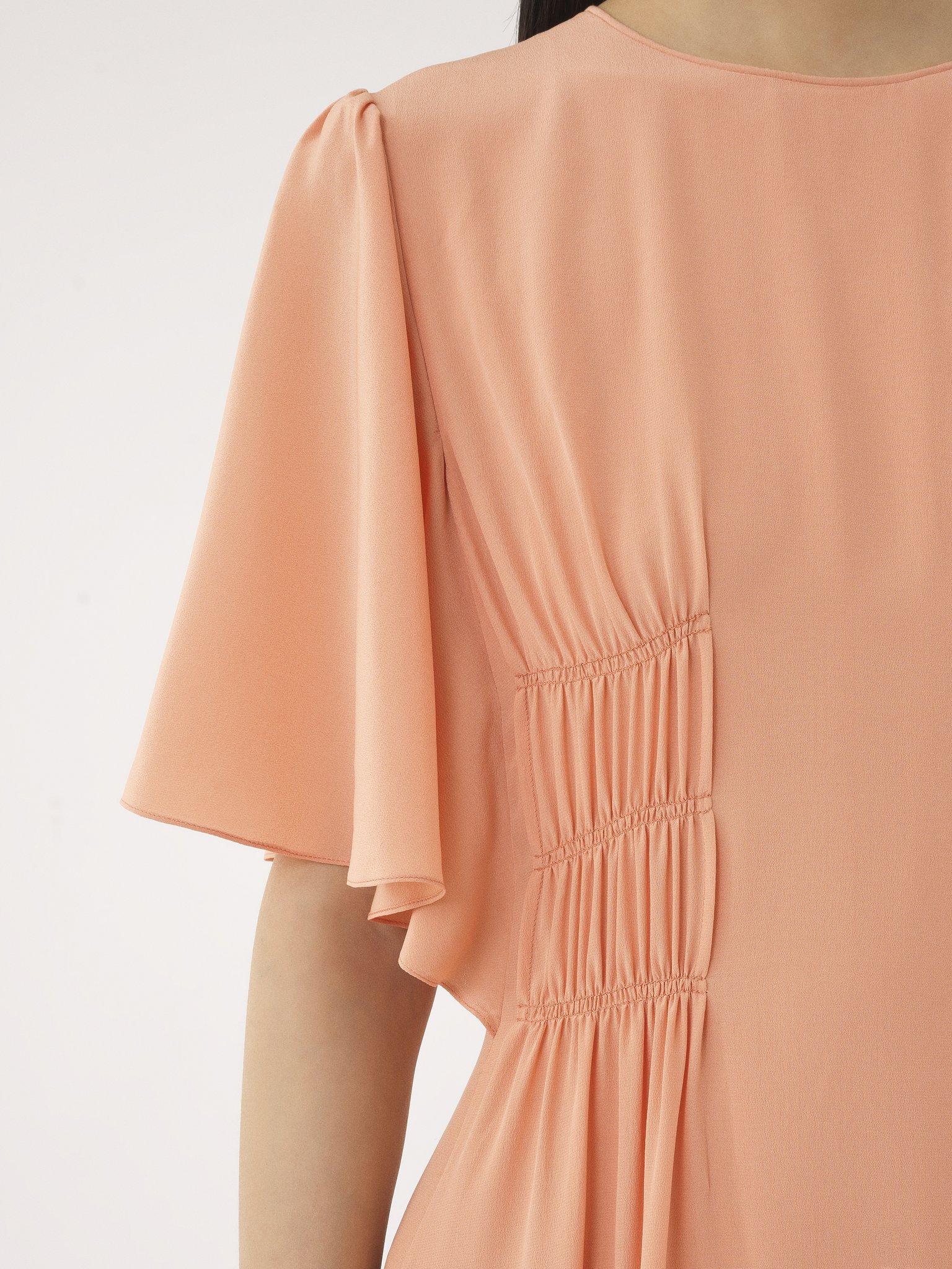 Shop Chloé Silk Midi Dress In Nude
