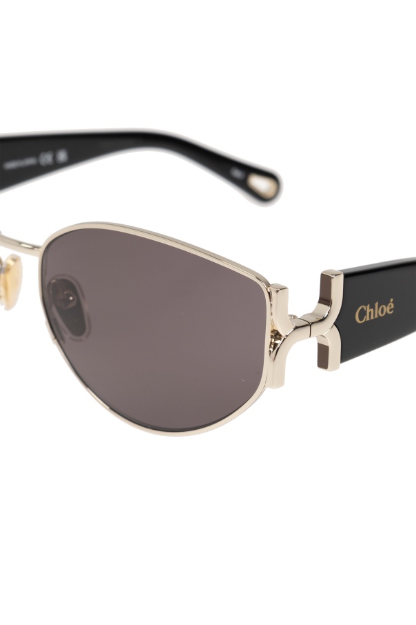 Chloé Marcie Round-framed Sunglasses With Logo-lettering In Gray