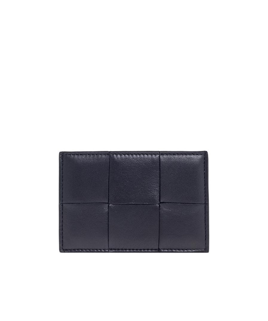 Bottega Veneta Rectangular Design Leather Card Holder In Black
