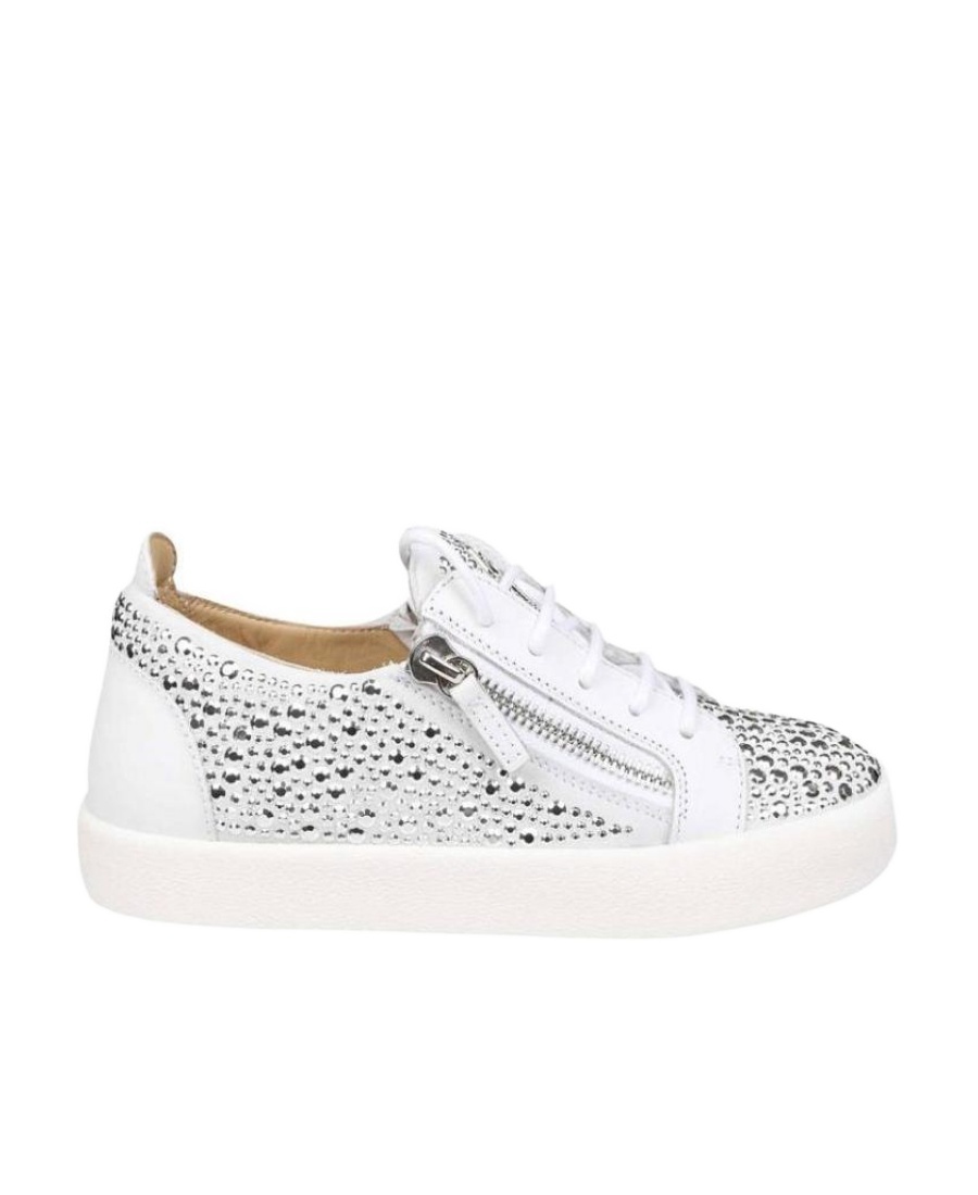 Giuseppe Zanotti Sticking Drill Lace Up Casual Sports Shoes In White