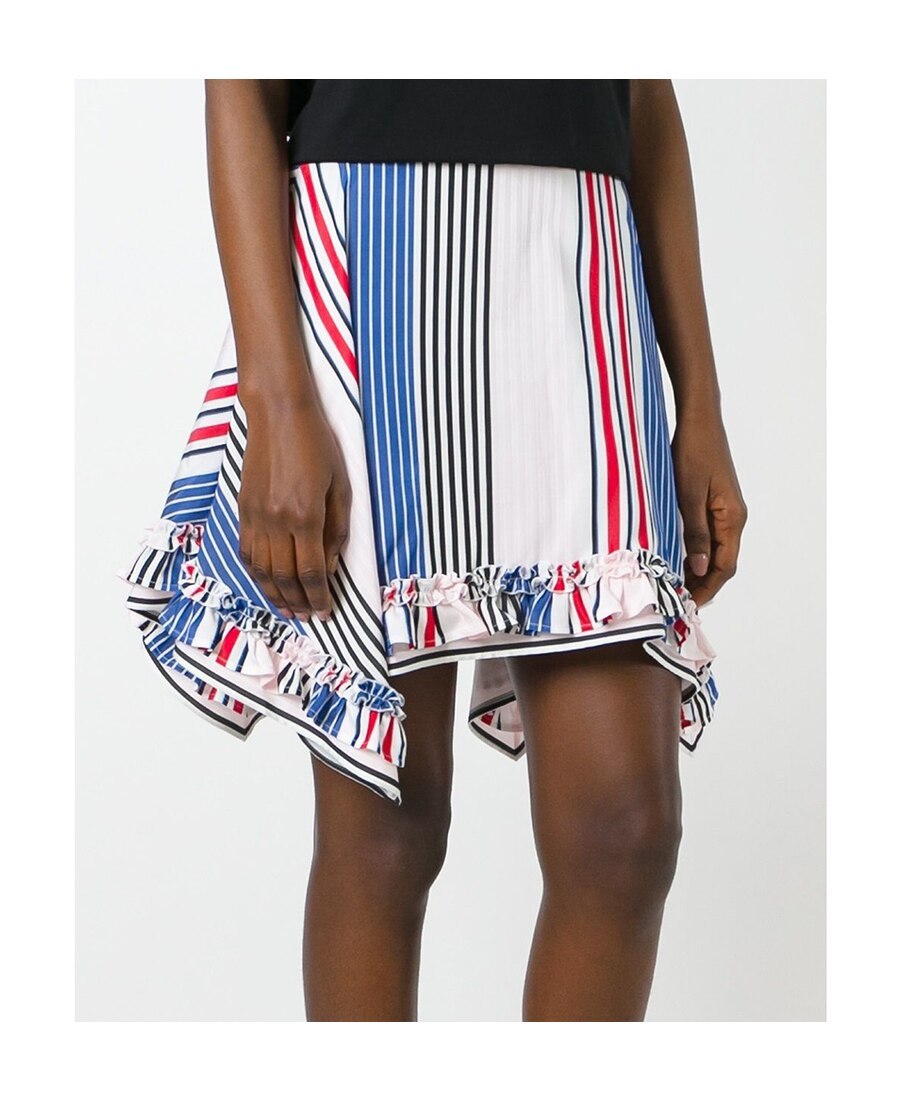 Msgm Sharp-angled Striped Skirt In White