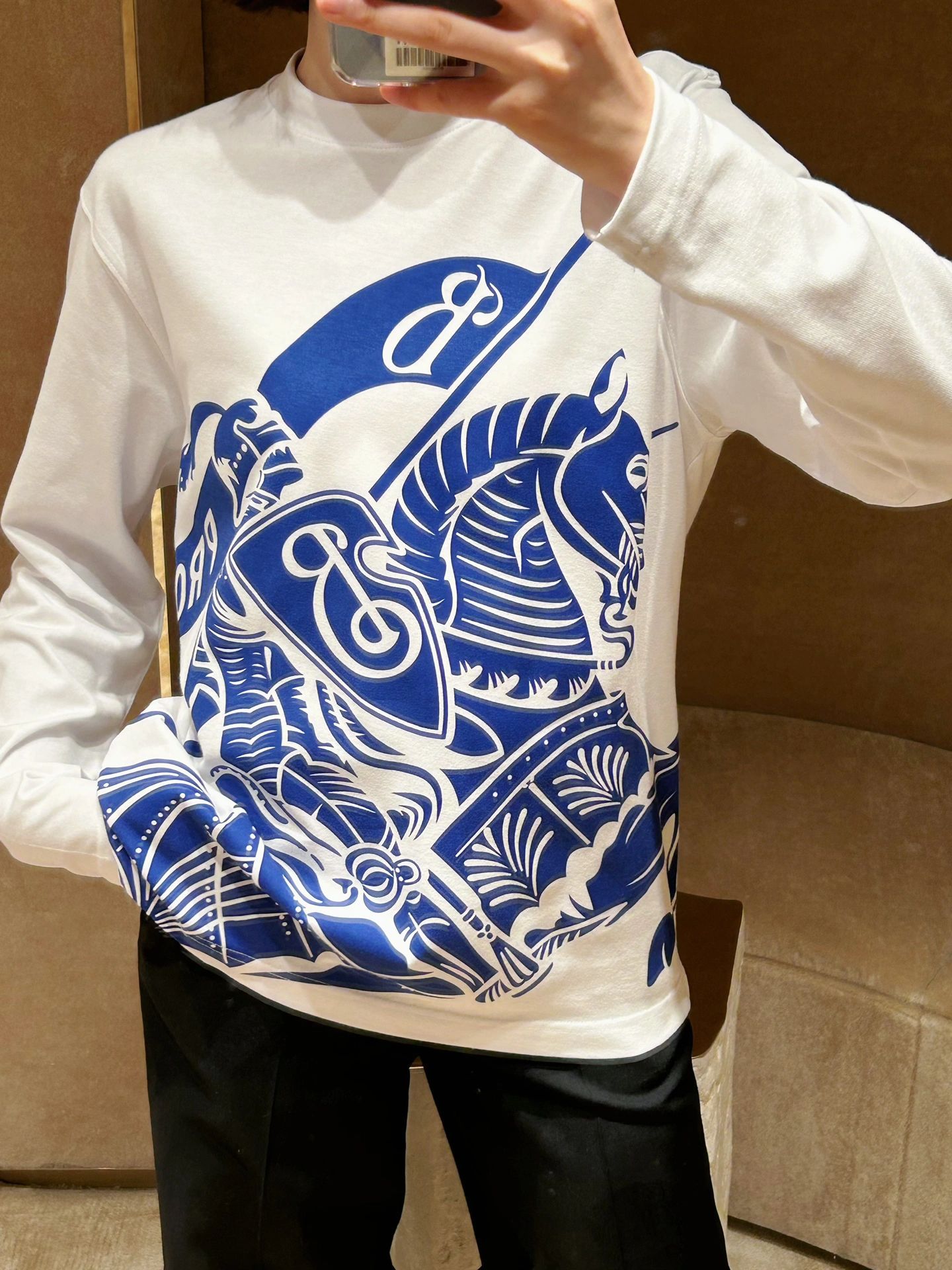 Burberry Ekd Print Long-sleeve T-shirt In Blue