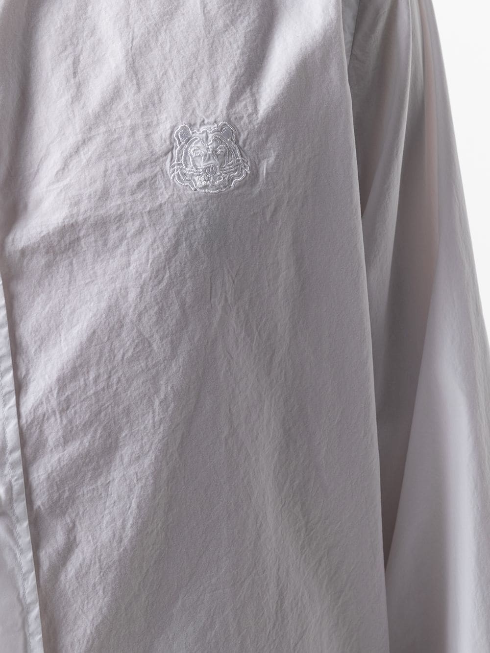Kenzo Tiger Embroidered Button-front Shirt In White