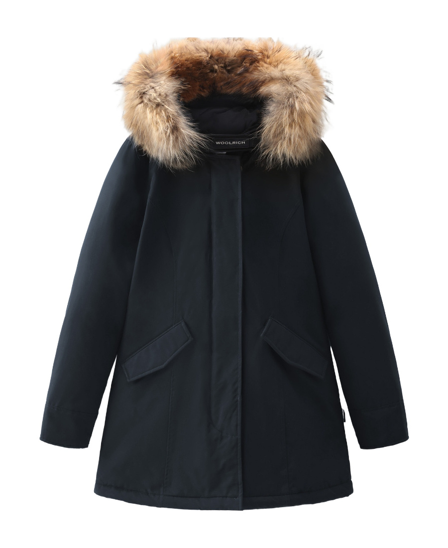 Woolrich Detachable Fur Collar Parka Coat In Black