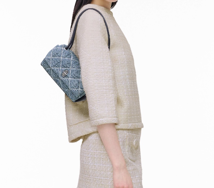 Marc Jacobs The Quilted Denim Mini Dual Shoulder Bag