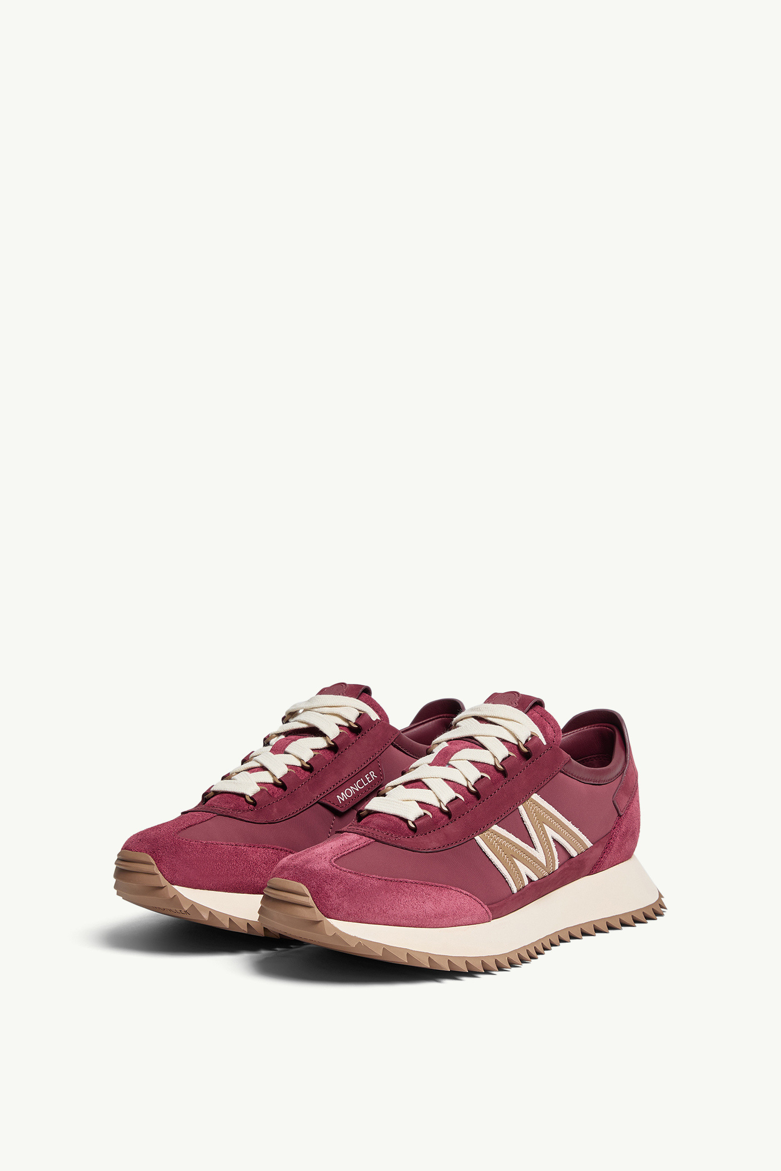 Moncler Pacey2 Suede And Nubuck Low-top Sneakers In Burgundy