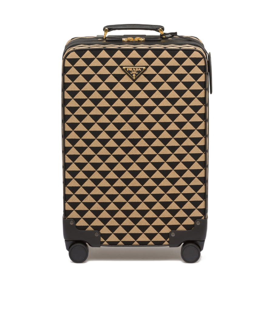 PRADA PRADA SYMBOLE EMBROIDERED JACQUARD FABRIC TROLLEY