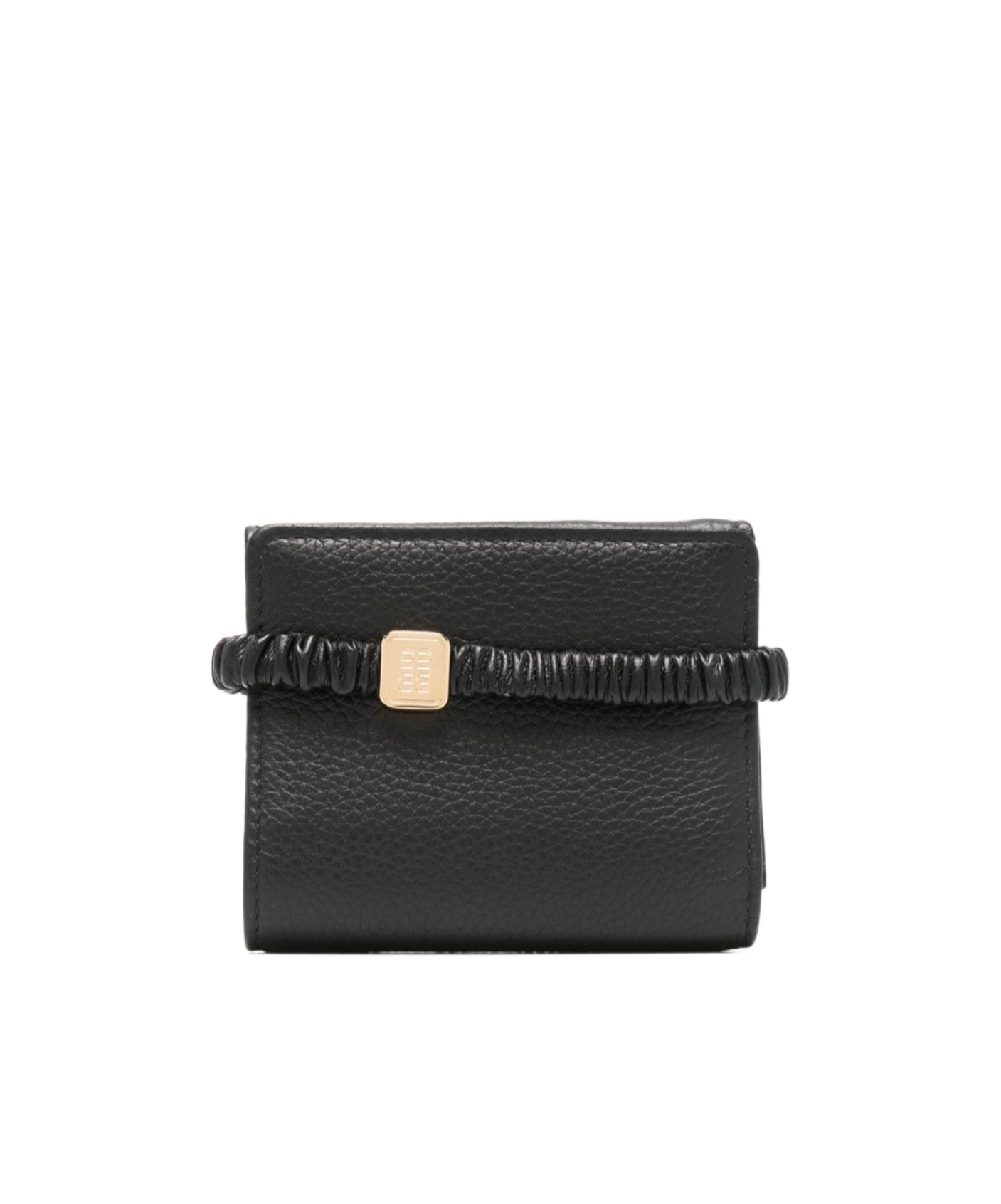 Miu Miu Small Tri-fold Leather Wallet In Black