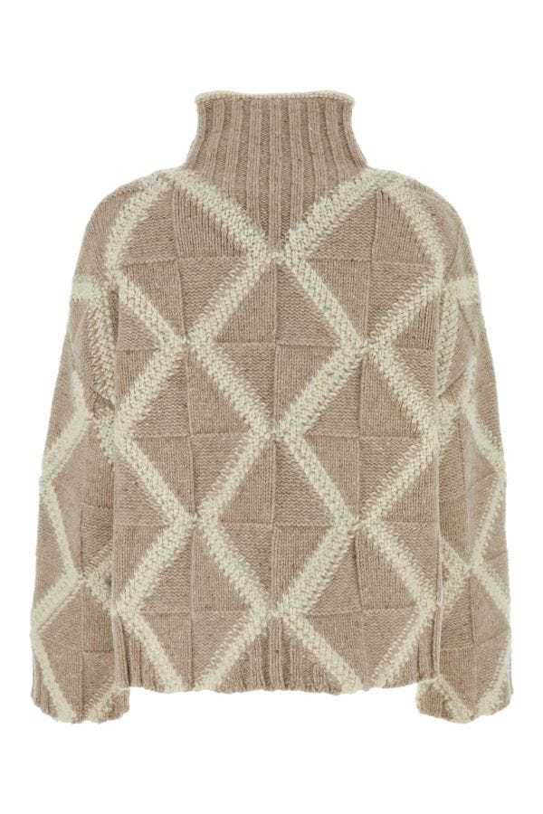 Bottega Veneta Argyle Intarsia-knit Wool Turtleneck Sweater In Brown