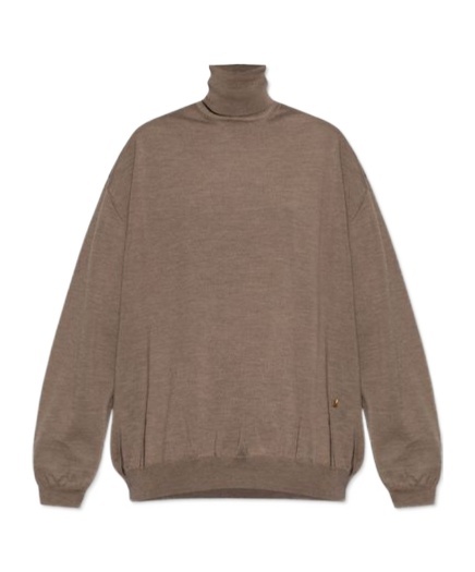 Moschino Wide-sleeves Virgin Wool Jumper In Brown