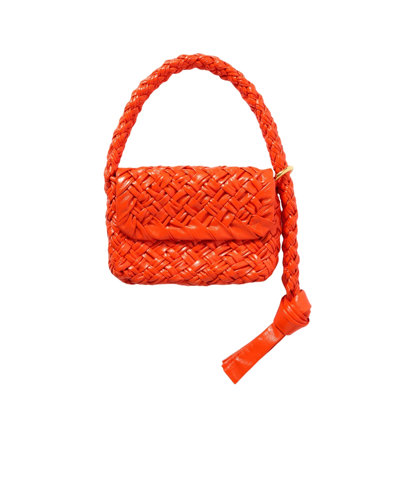 Bottega Veneta Intreccio Knitted Shoulder Bag In Red