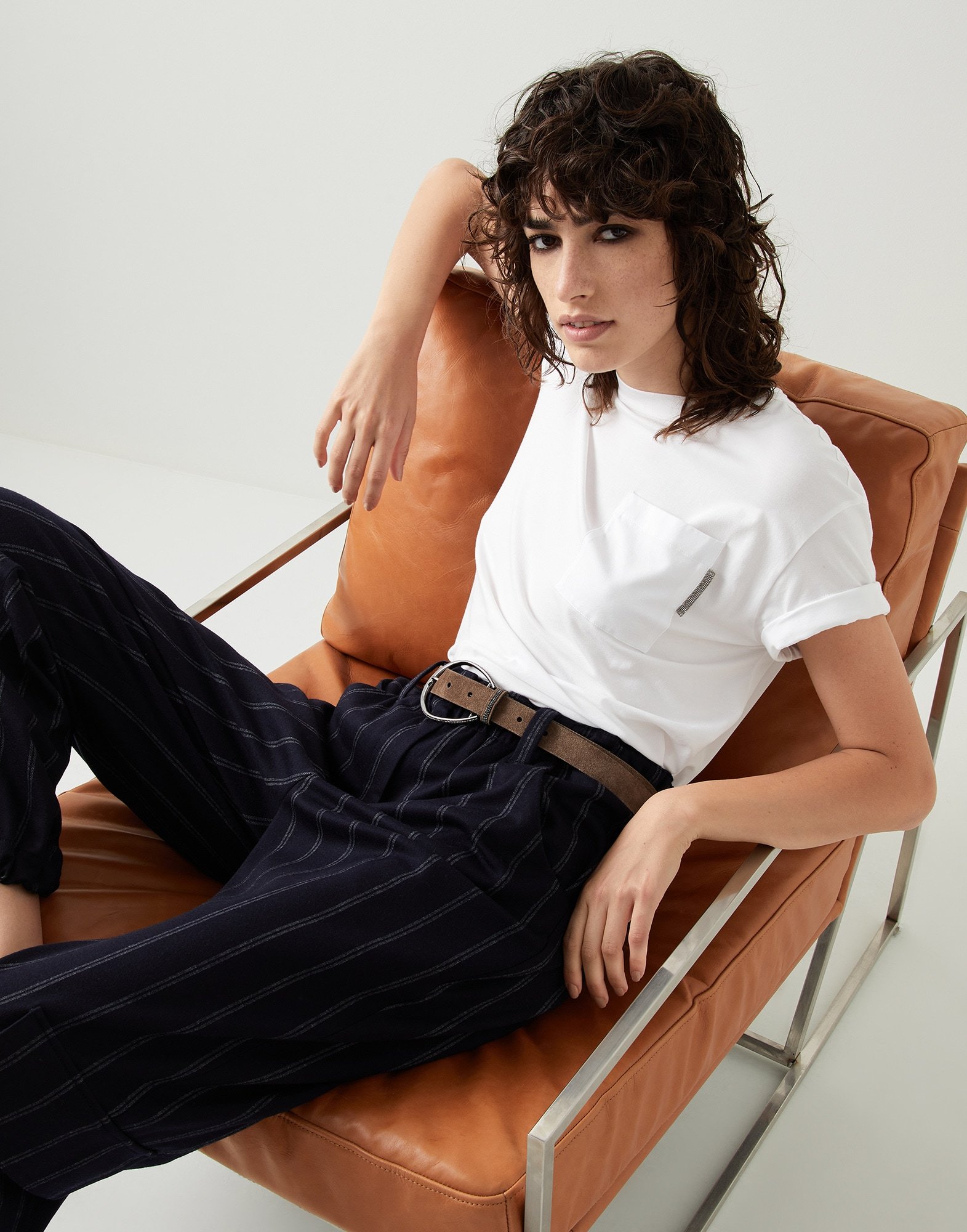 Brunello Cucinelli Bead-embellished Chest-pocket T-shirt In White
