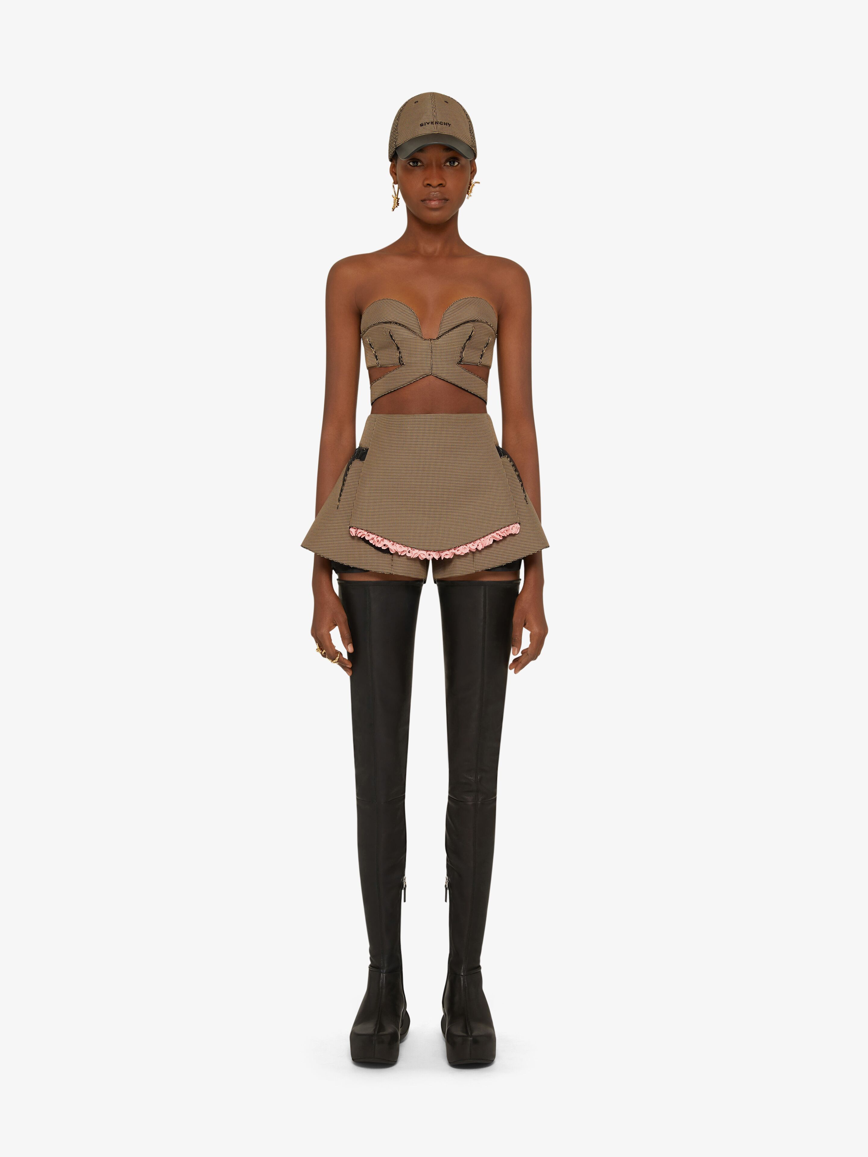 Givenchy Apron Effect Pleated Detail Shorts In Brown
