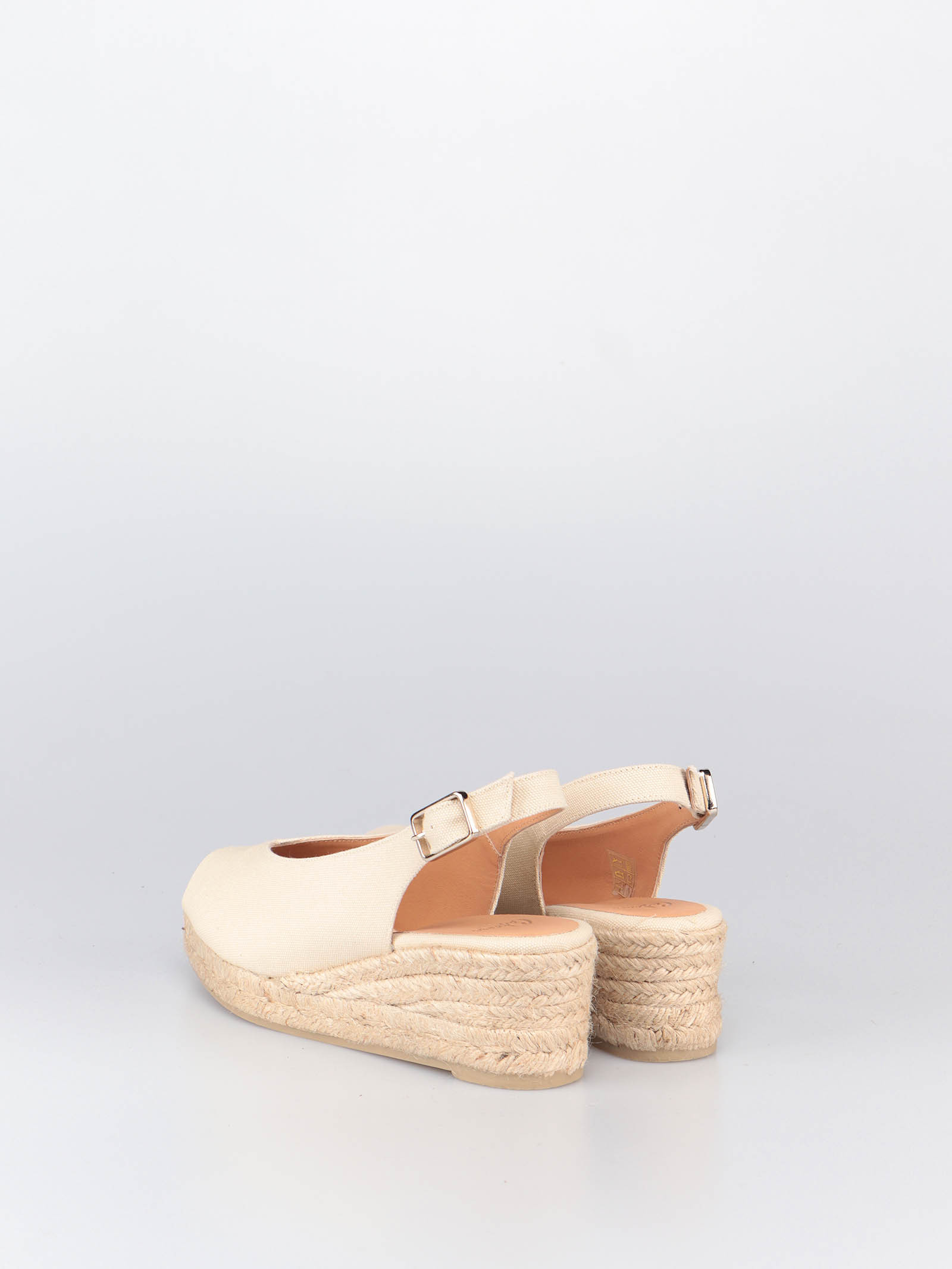 Castaã±er Dosalia Canvas Wedge Espadrille Sandals In Nude